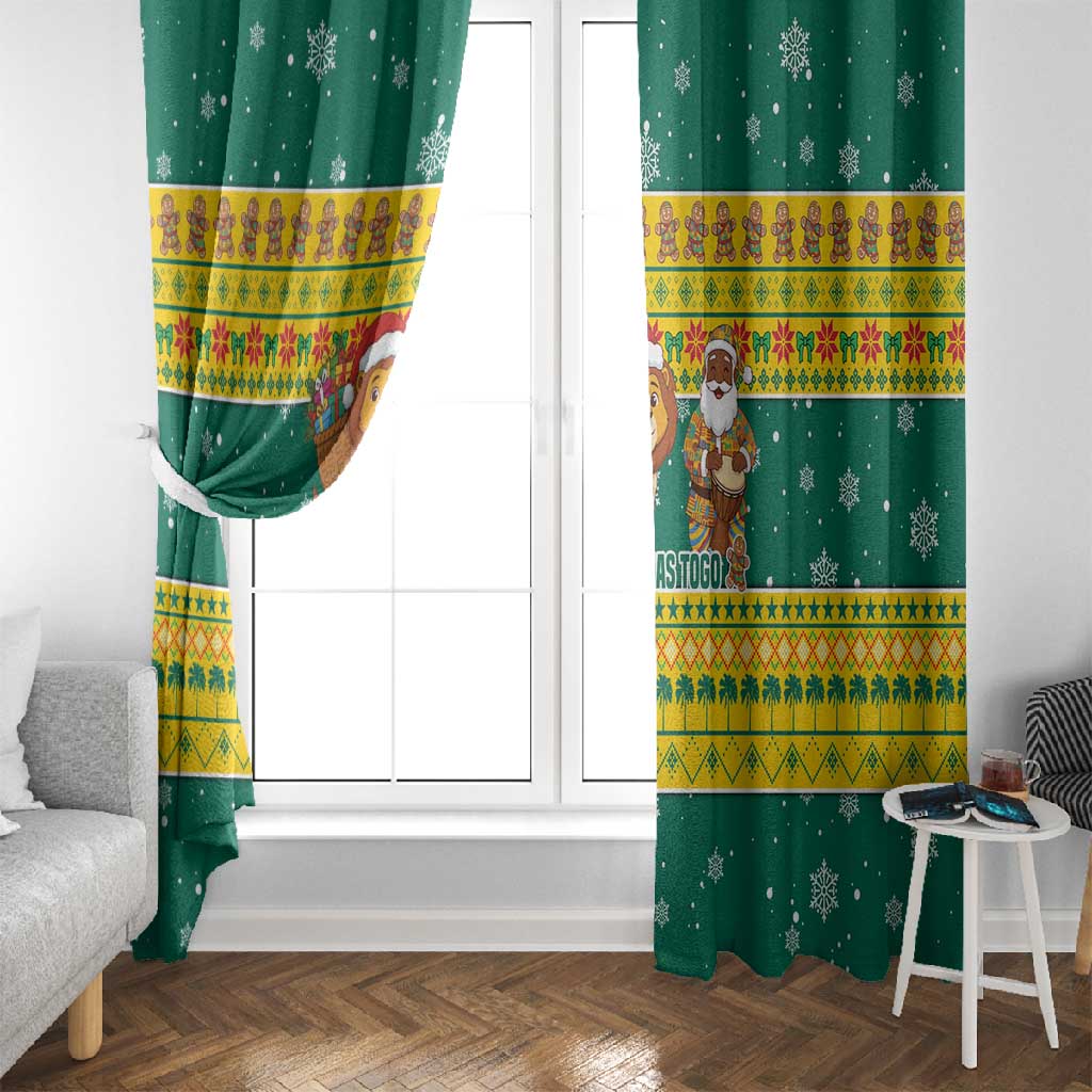 Togo Christmas Window Curtain African Santa Lion Drummer Gingerbread - African Pride