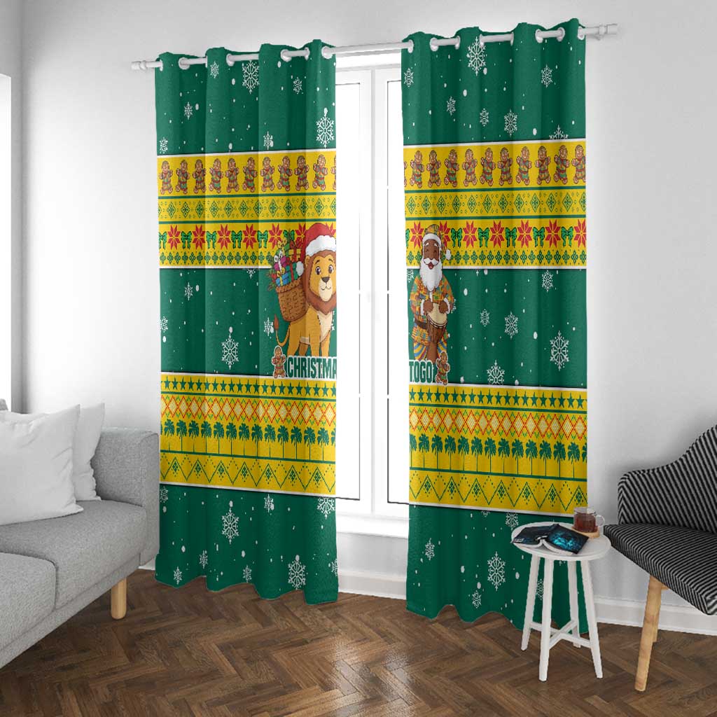 Togo Christmas Window Curtain African Santa Lion Drummer Gingerbread - African Pride