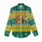 Togo Christmas Women Casual Shirt African Santa Lion Drummer Gingerbread - African Pride