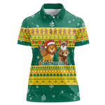 Togo Christmas Women Polo Shirt African Santa Lion Drummer Gingerbread - African Pride