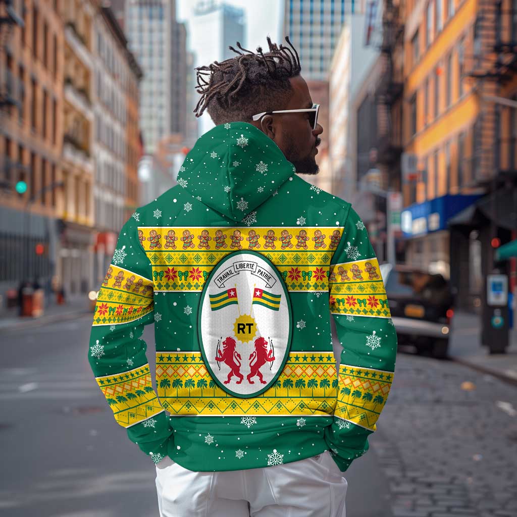 Togo Christmas Zip Hoodie African Santa Lion Drummer Gingerbread - African Pride