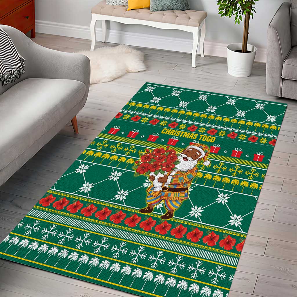 Togo Christmas Area Rug African Santa Poinsettia Flower Tree Gifts - African Pride