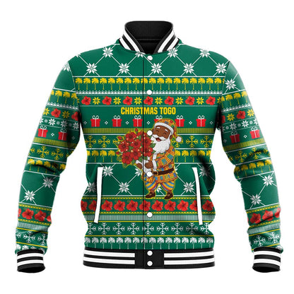 Togo Christmas Baseball Jacket African Santa Poinsettia Flower Tree Gifts - African Pride