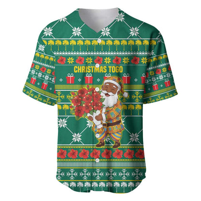 Togo Christmas Baseball Jersey African Santa Poinsettia Flower Tree Gifts - African Pride