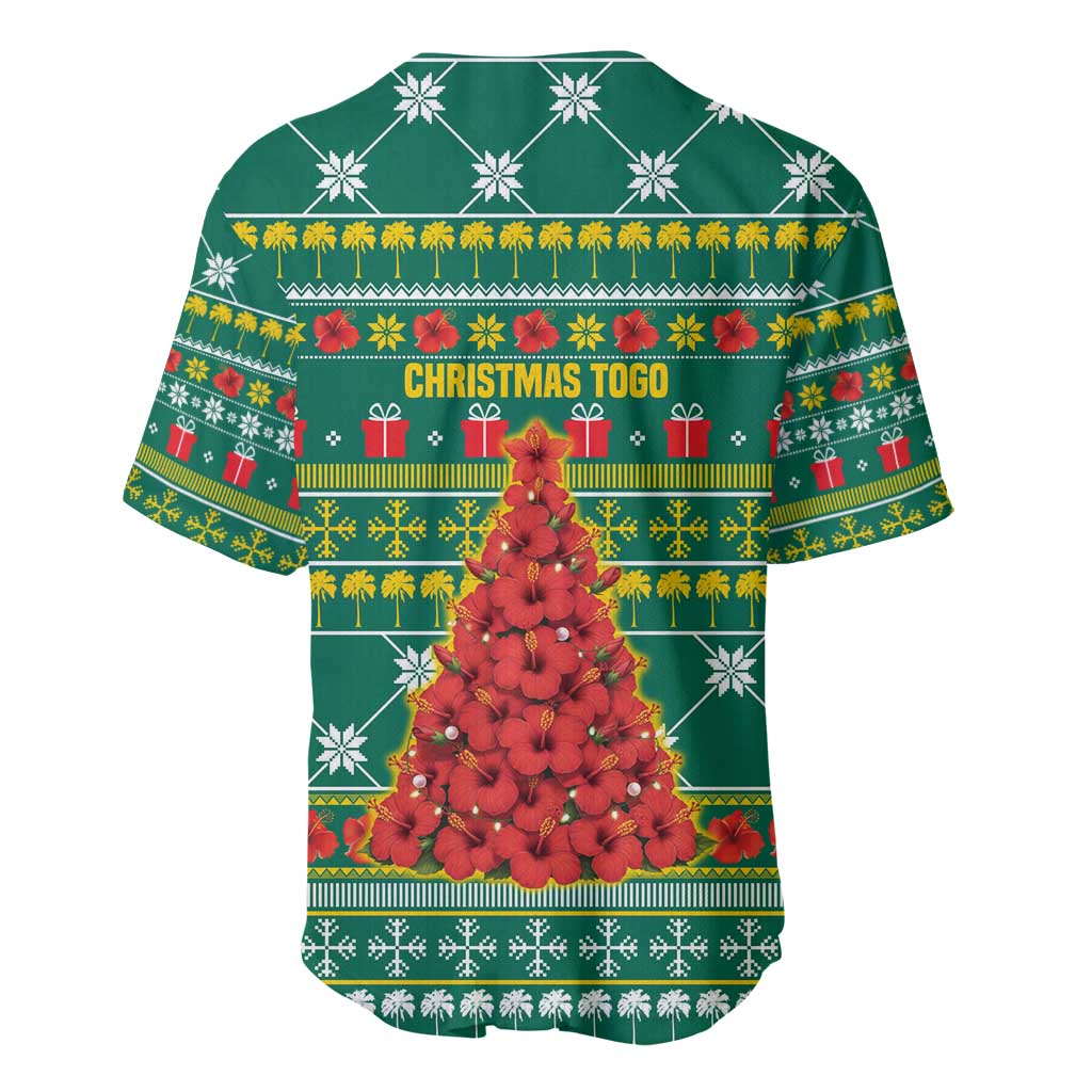 Togo Christmas Baseball Jersey African Santa Poinsettia Flower Tree Gifts - African Pride