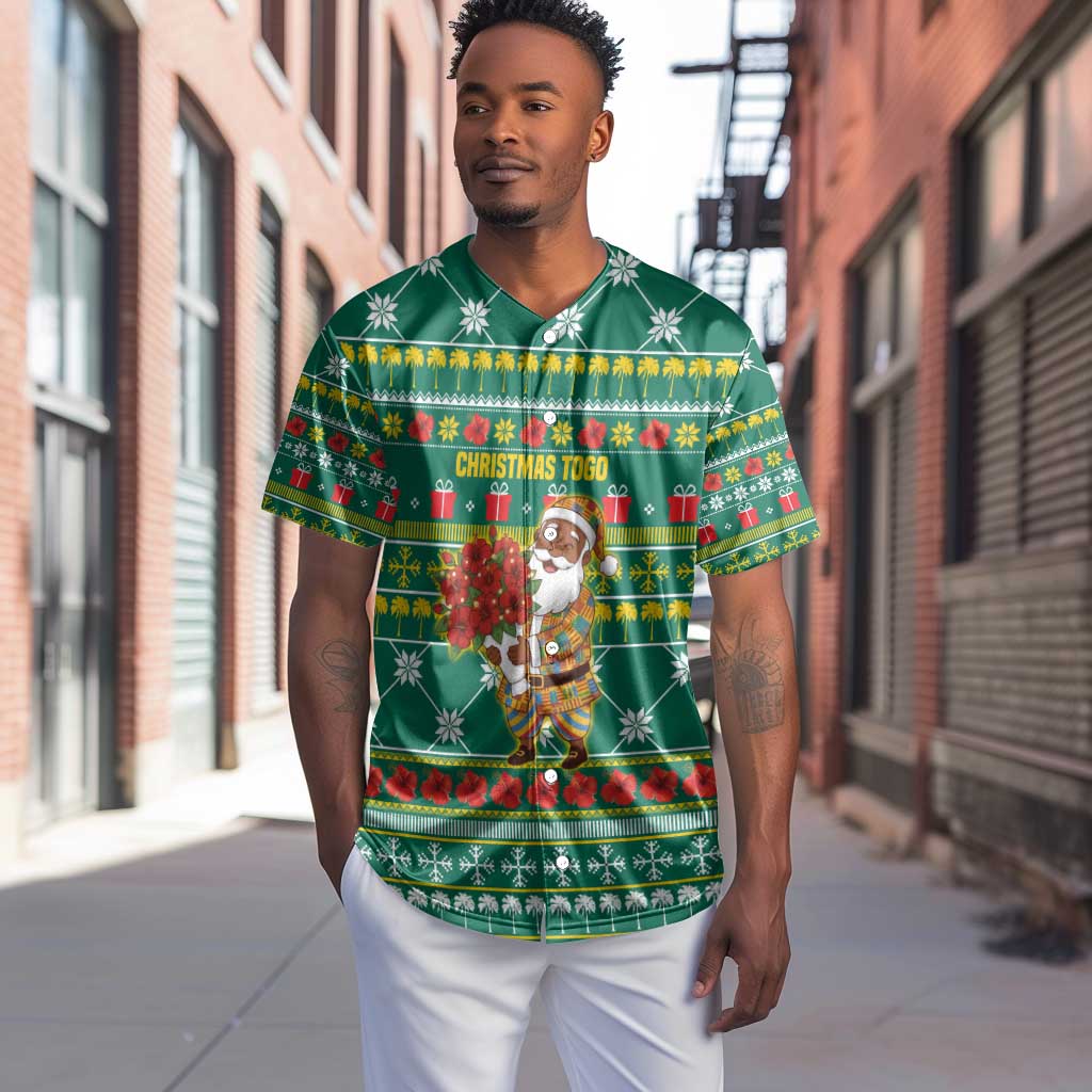 Togo Christmas Baseball Jersey African Santa Poinsettia Flower Tree Gifts - African Pride