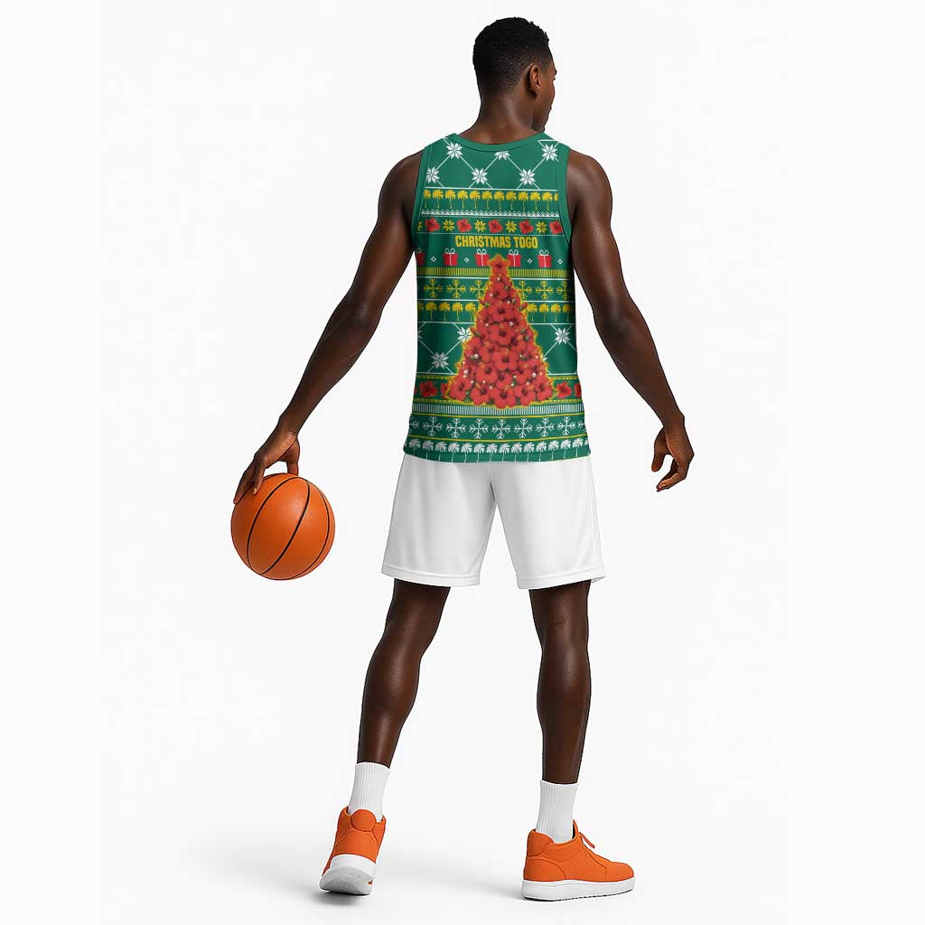 Togo Christmas Basketball Jersey African Santa Poinsettia Flower Tree Gifts - African Pride