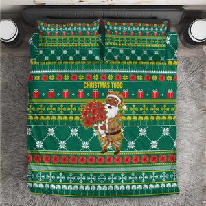 Togo Christmas Bedding Set African Santa Poinsettia Flower Tree Gifts - African Pride