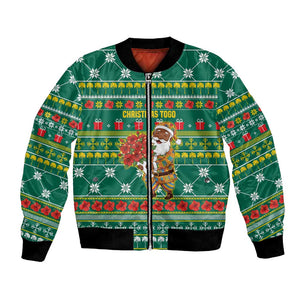 Togo Christmas Bomber Jacket African Santa Poinsettia Flower Tree Gifts - African Pride