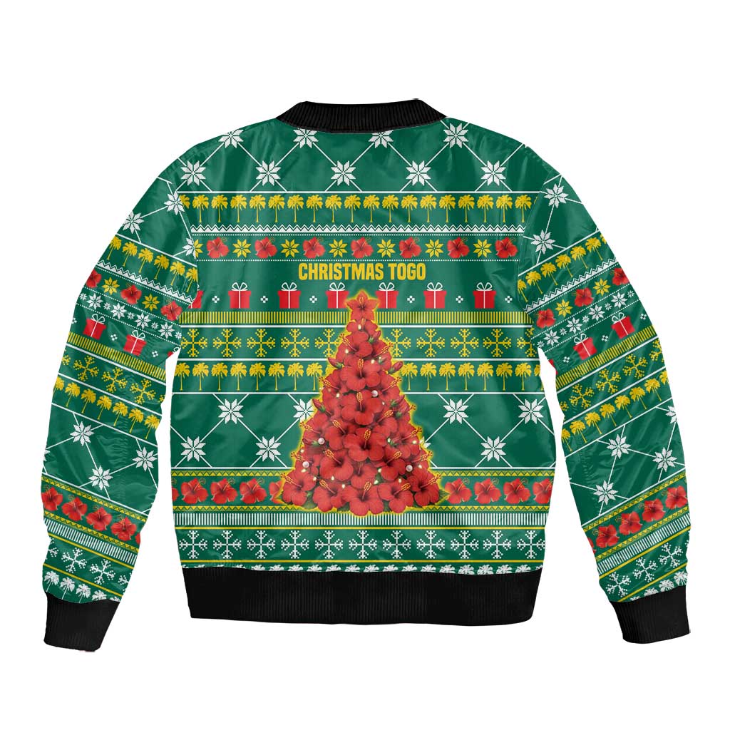Togo Christmas Bomber Jacket African Santa Poinsettia Flower Tree Gifts - African Pride