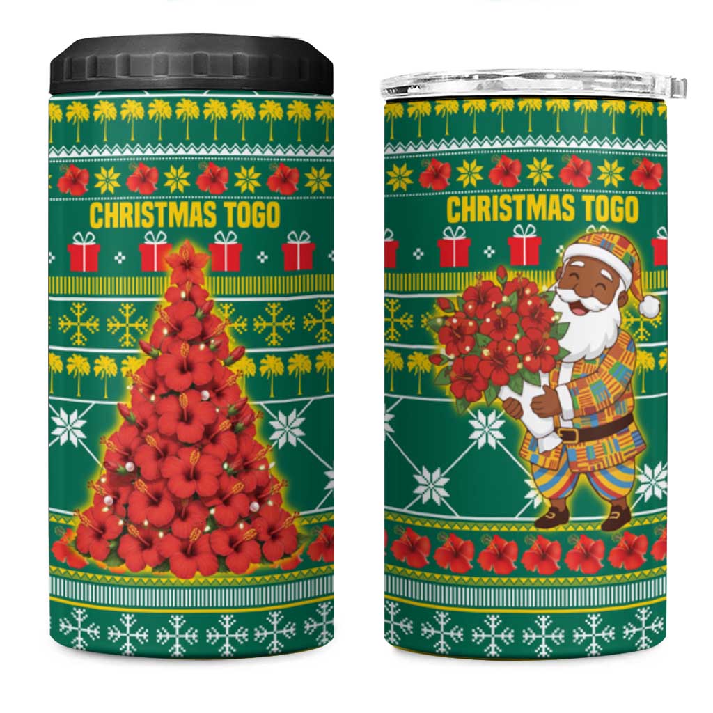Togo Christmas 4 in 1 Can Cooler Tumbler African Santa Poinsettia Flower Tree Gifts - African Pride