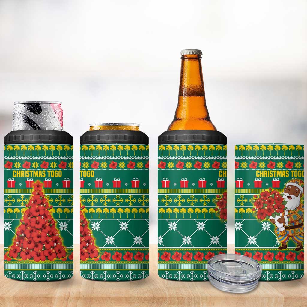 Togo Christmas 4 in 1 Can Cooler Tumbler African Santa Poinsettia Flower Tree Gifts - African Pride