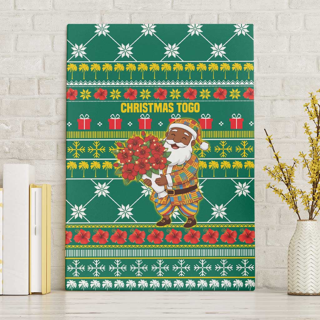 Togo Christmas Canvas Wall Art African Santa Poinsettia Flower Tree Gifts - African Pride