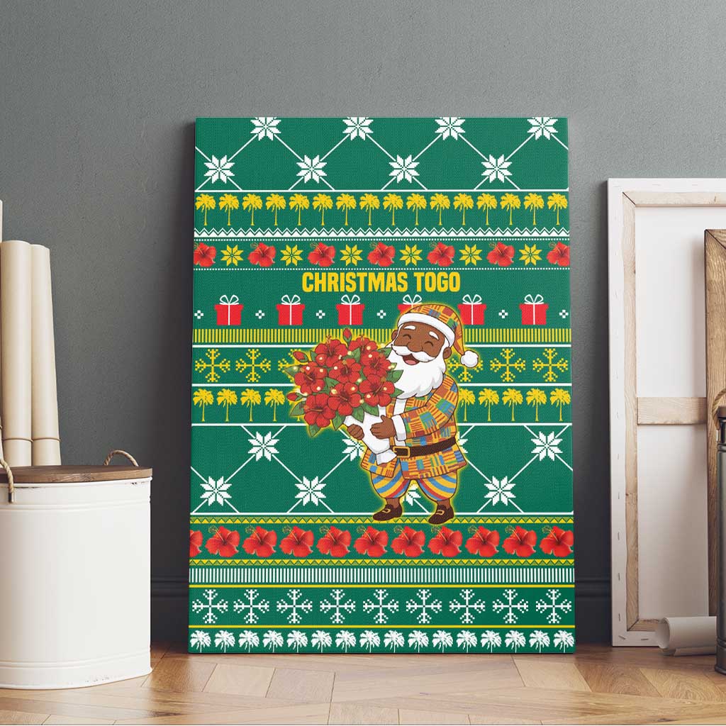 Togo Christmas Canvas Wall Art African Santa Poinsettia Flower Tree Gifts - African Pride