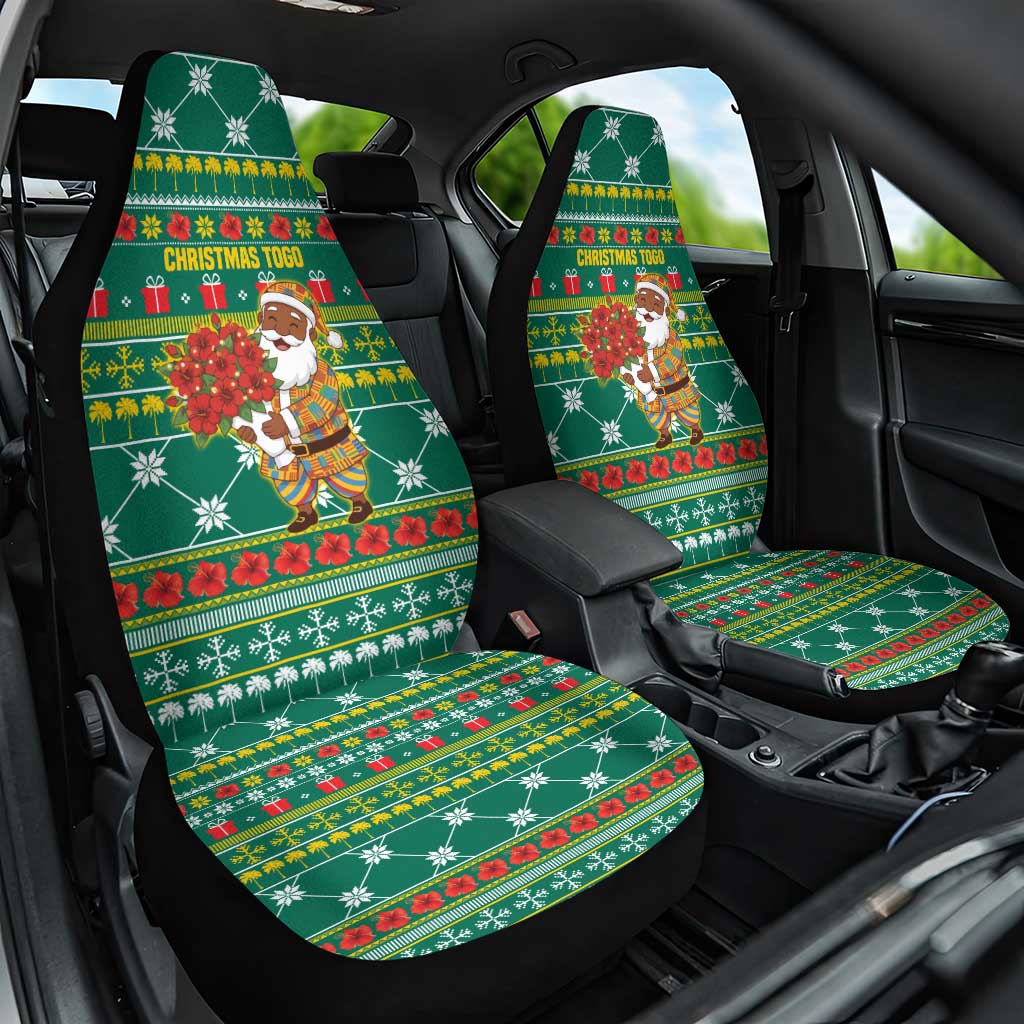 Togo Christmas Car Seat Cover African Santa Poinsettia Flower Tree Gifts - African Pride