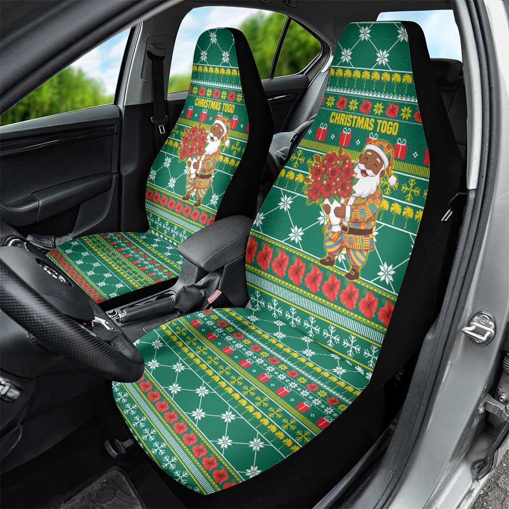 Togo Christmas Car Seat Cover African Santa Poinsettia Flower Tree Gifts - African Pride
