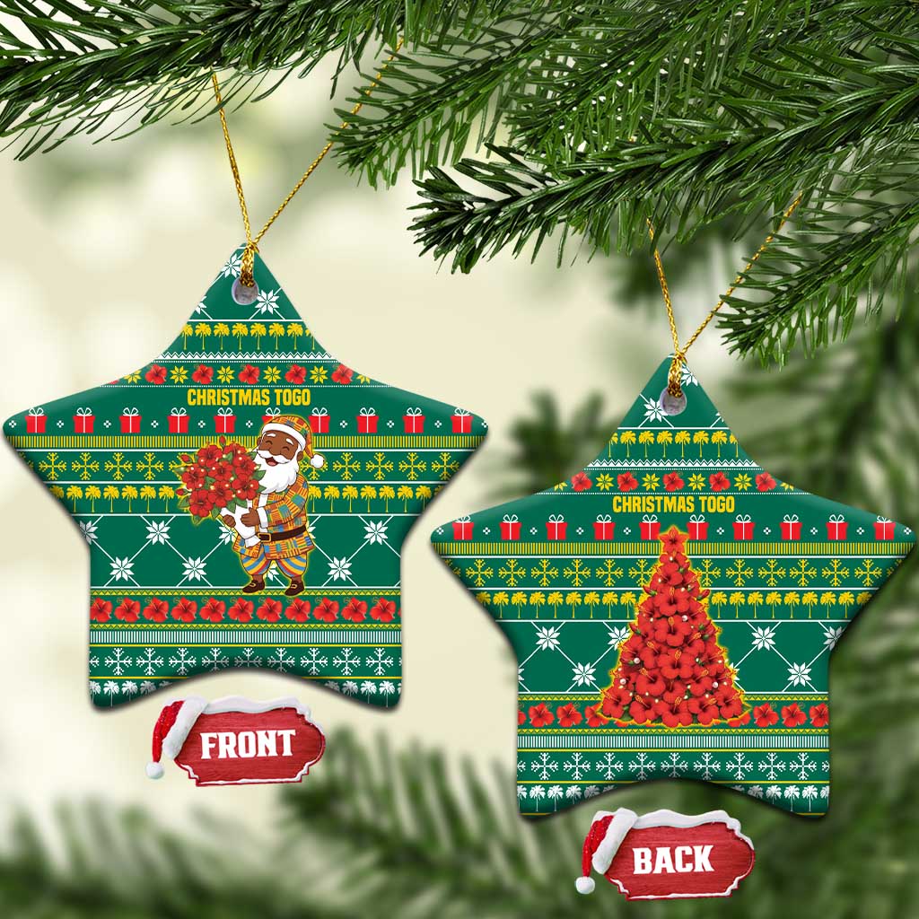 Togo Christmas Ceramic Ornament African Santa Poinsettia Flower Tree Gifts - African Pride