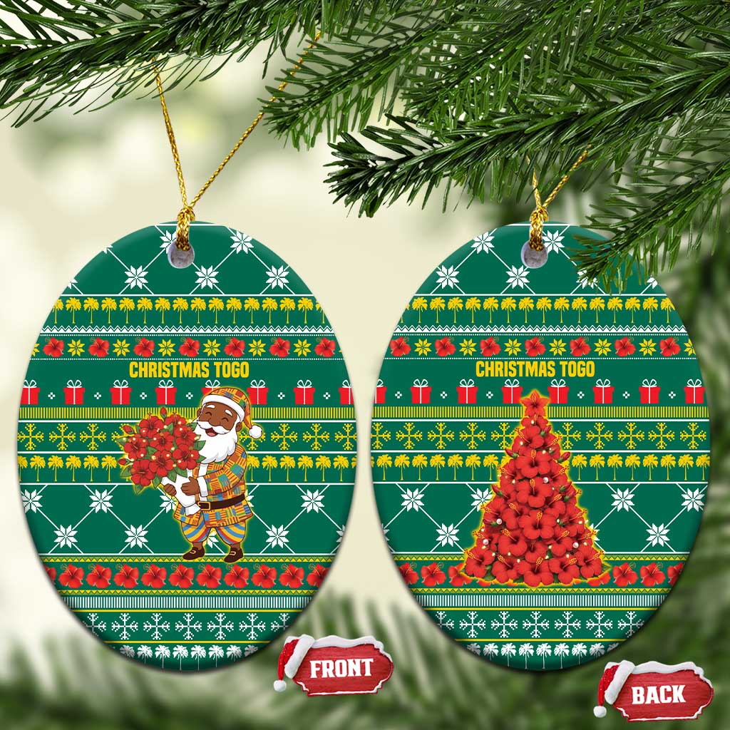 Togo Christmas Ceramic Ornament African Santa Poinsettia Flower Tree Gifts - African Pride