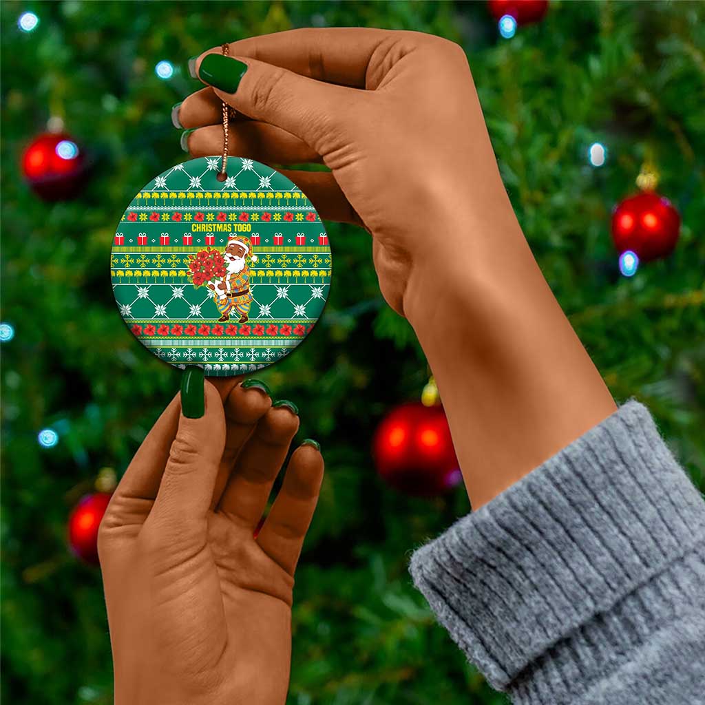 Togo Christmas Ceramic Ornament African Santa Poinsettia Flower Tree Gifts - African Pride
