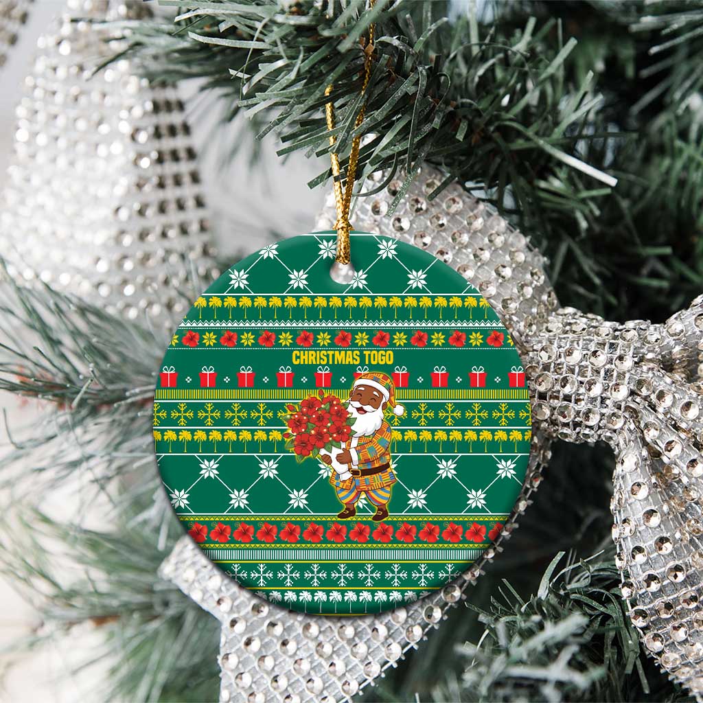 Togo Christmas Ceramic Ornament African Santa Poinsettia Flower Tree Gifts - African Pride