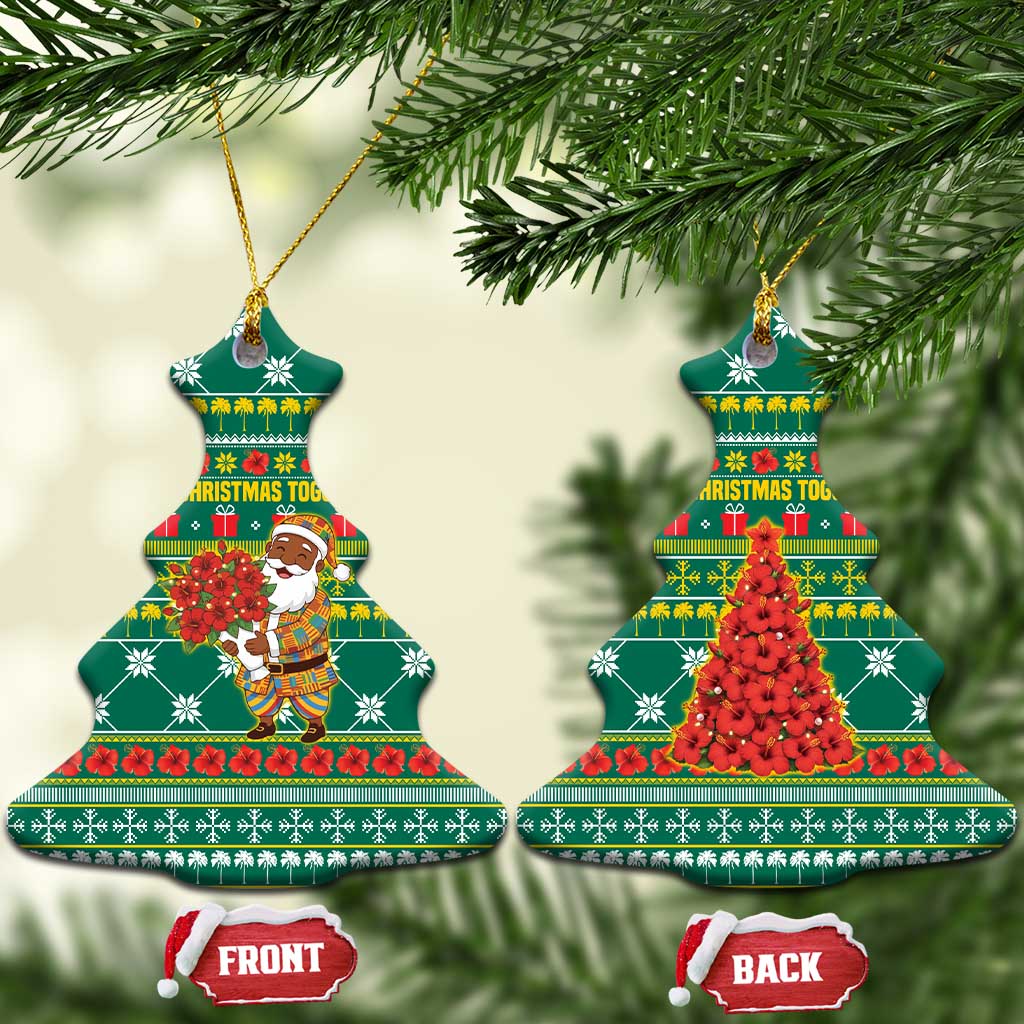 Togo Christmas Ceramic Ornament African Santa Poinsettia Flower Tree Gifts - African Pride