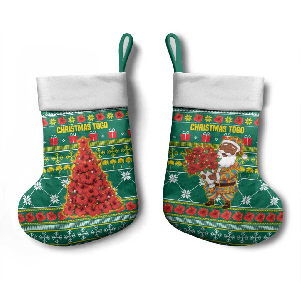 Togo Christmas Stocking African Santa Poinsettia Flower Tree Gifts - African Pride