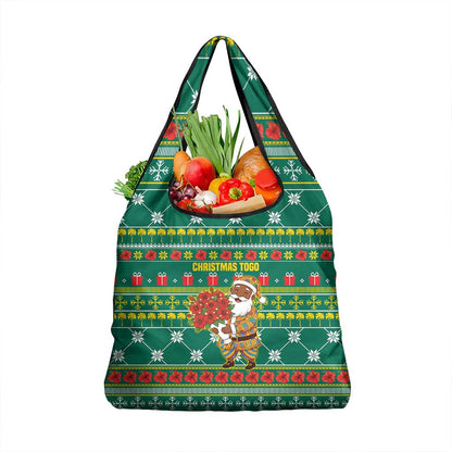 Togo Christmas Grocery Bag African Santa Poinsettia Flower Tree Gifts - African Pride
