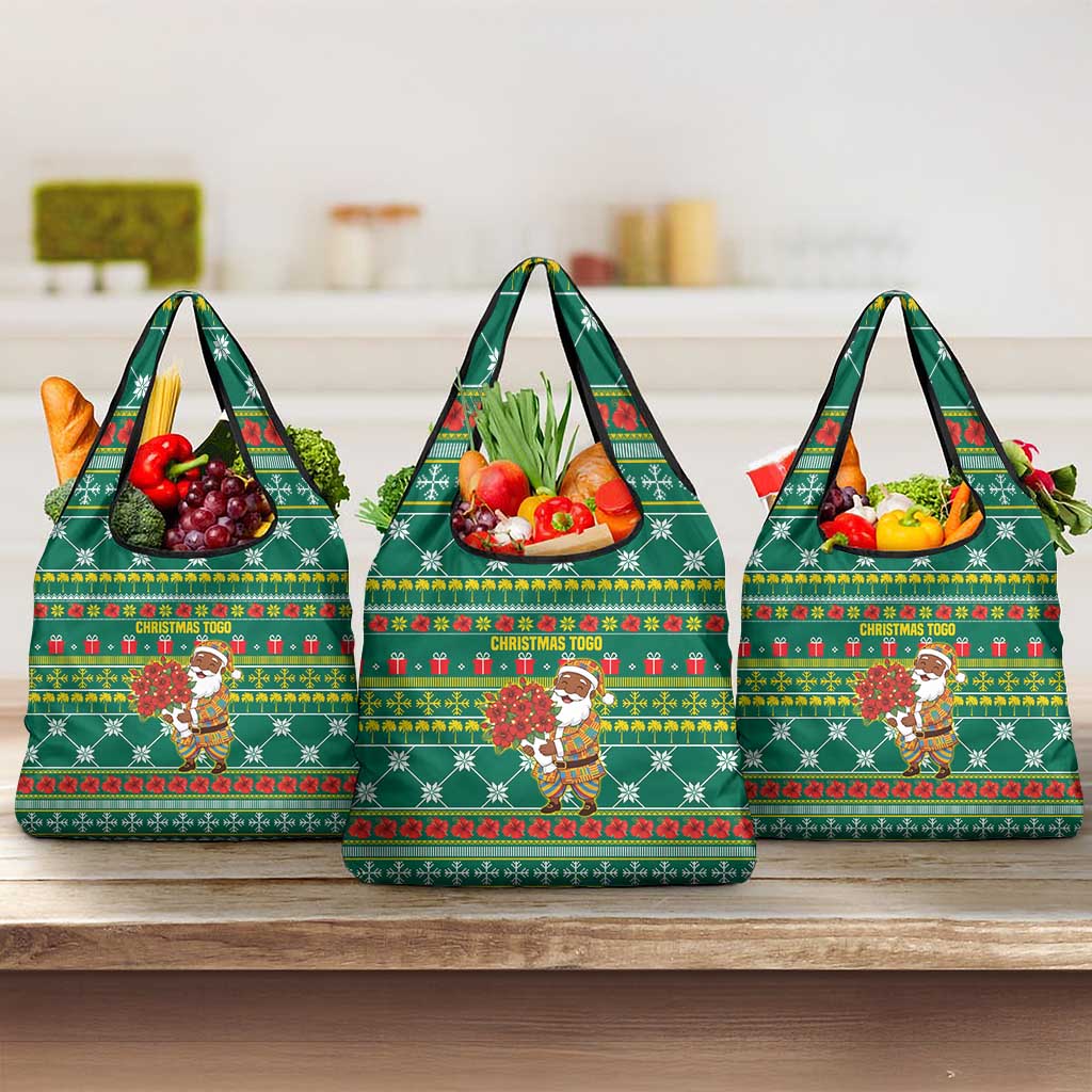 Togo Christmas Grocery Bag African Santa Poinsettia Flower Tree Gifts - African Pride
