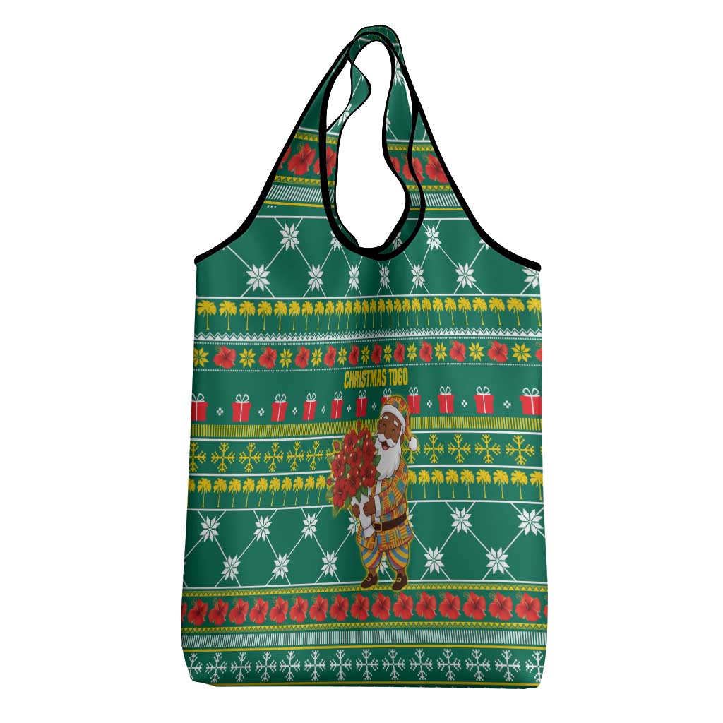 Togo Christmas Grocery Bag African Santa Poinsettia Flower Tree Gifts - African Pride