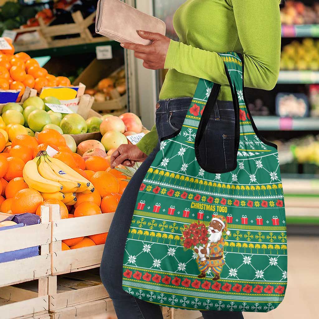 Togo Christmas Grocery Bag African Santa Poinsettia Flower Tree Gifts - African Pride