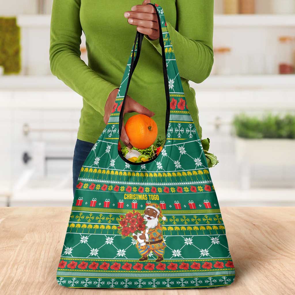 Togo Christmas Grocery Bag African Santa Poinsettia Flower Tree Gifts - African Pride