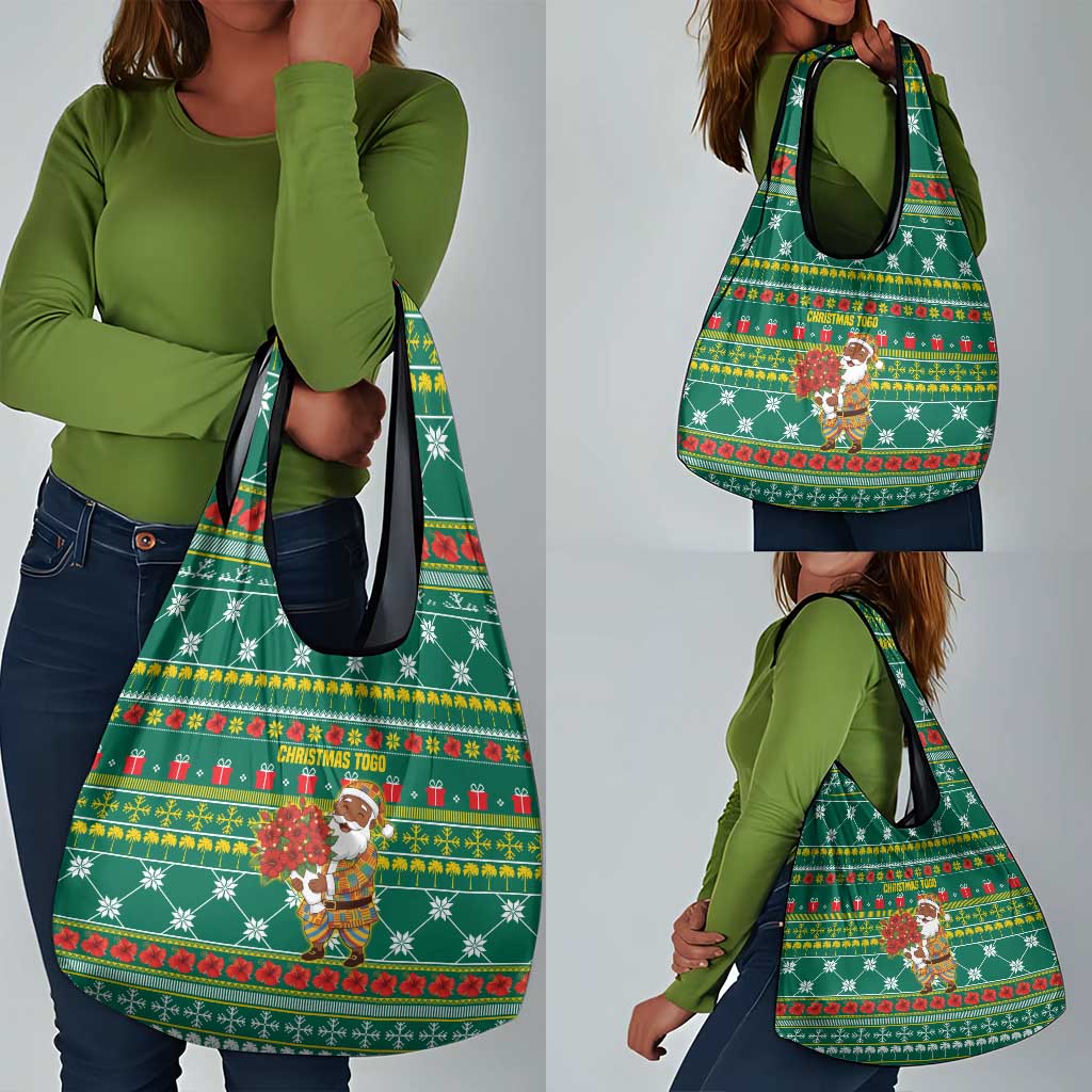 Togo Christmas Grocery Bag African Santa Poinsettia Flower Tree Gifts - African Pride