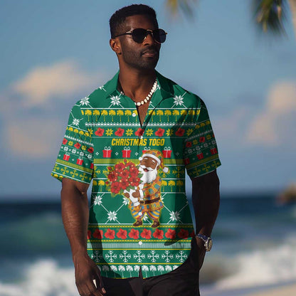 Togo Christmas Hawaiian Shirt African Santa Poinsettia Flower Tree Gifts - African Pride