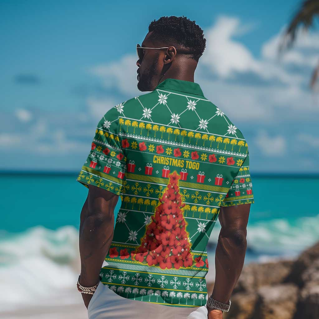 Togo Christmas Hawaiian Shirt African Santa Poinsettia Flower Tree Gifts - African Pride