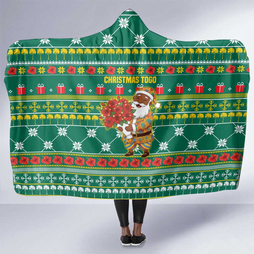 Togo Christmas Hooded Blanket African Santa Poinsettia Flower Tree Gifts - African Pride