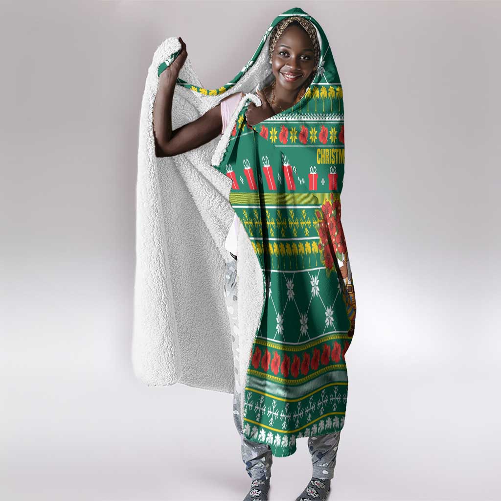 Togo Christmas Hooded Blanket African Santa Poinsettia Flower Tree Gifts - African Pride