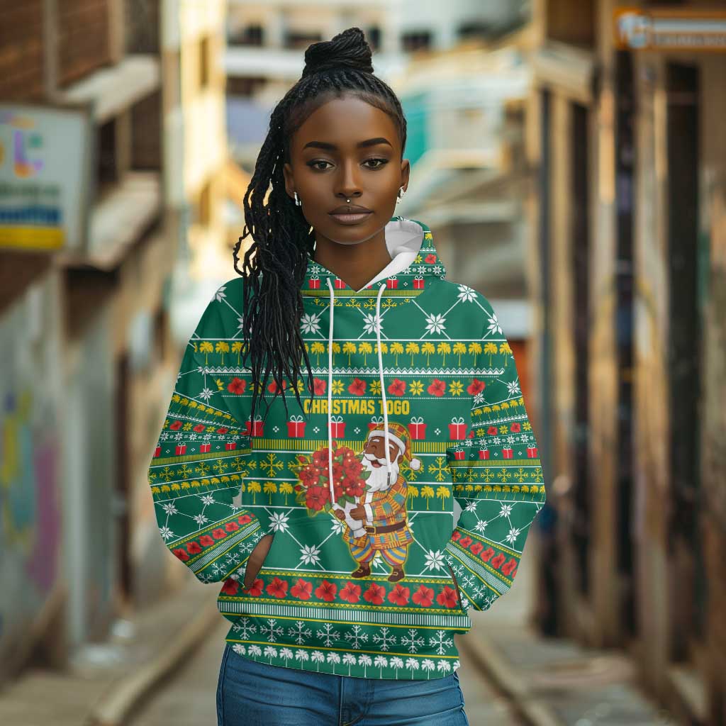 Togo Christmas Hoodie African Santa Poinsettia Flower Tree Gifts - African Pride