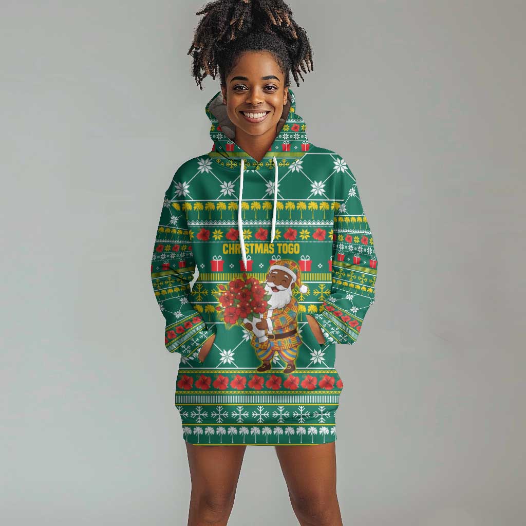 Togo Christmas Hoodie Dress African Santa Poinsettia Flower Tree Gifts - African Pride