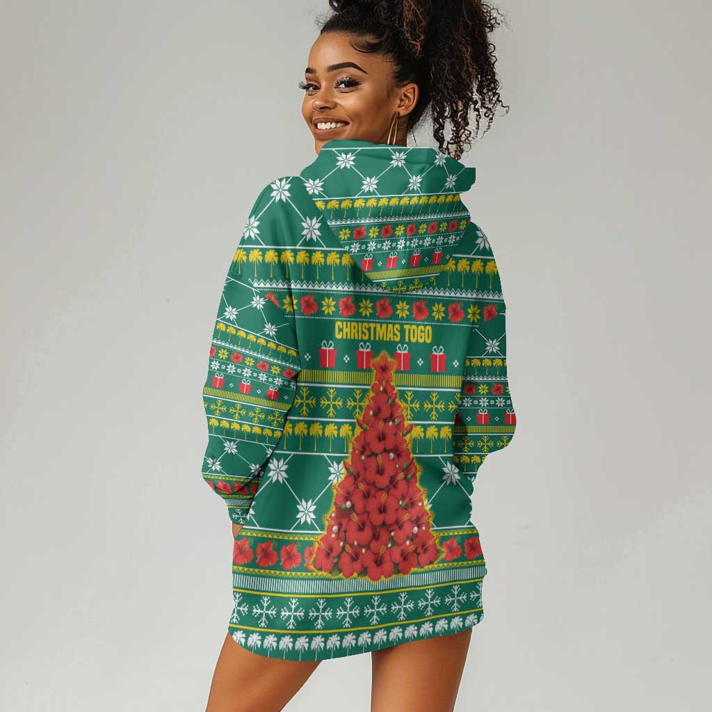 Togo Christmas Hoodie Dress African Santa Poinsettia Flower Tree Gifts - African Pride