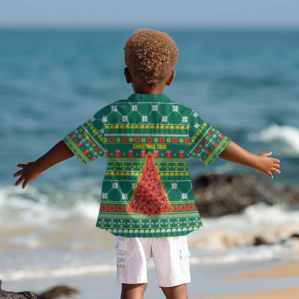 Togo Christmas Kid Hawaiian Shirt African Santa Poinsettia Flower Tree Gifts - African Pride