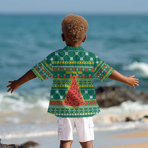 Togo Christmas Kid Hawaiian Shirt African Santa Poinsettia Flower Tree Gifts - African Pride