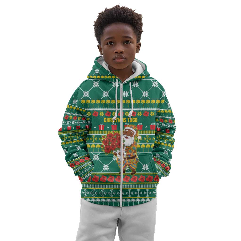 Togo Christmas Kid Hoodie African Santa Poinsettia Flower Tree Gifts - African Pride