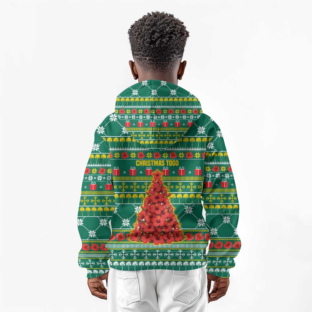 Togo Christmas Kid Hoodie African Santa Poinsettia Flower Tree Gifts - African Pride