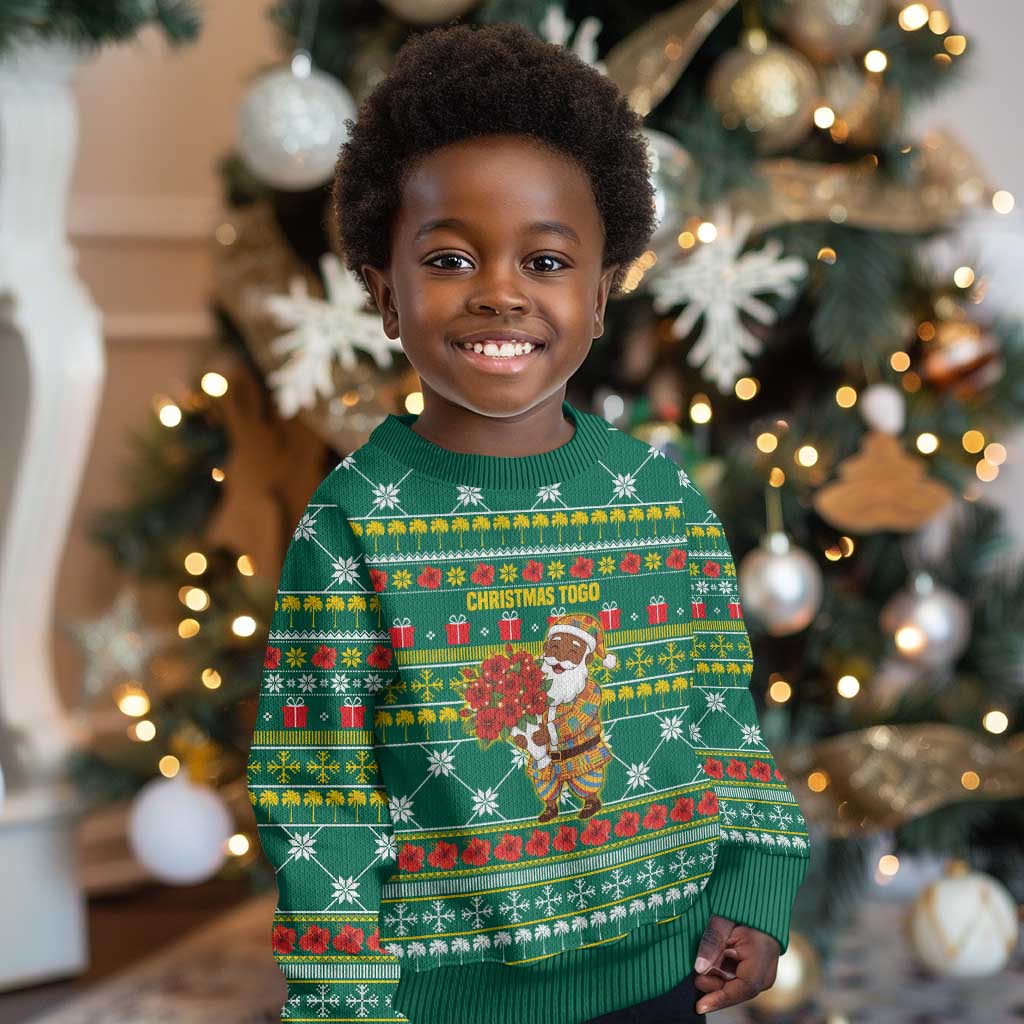 Togo Christmas Kid Ugly Christmas Sweater African Santa Poinsettia Flower Tree Gifts - African Pride