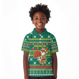 Togo Christmas Kid Polo Shirt African Santa Poinsettia Flower Tree Gifts - African Pride