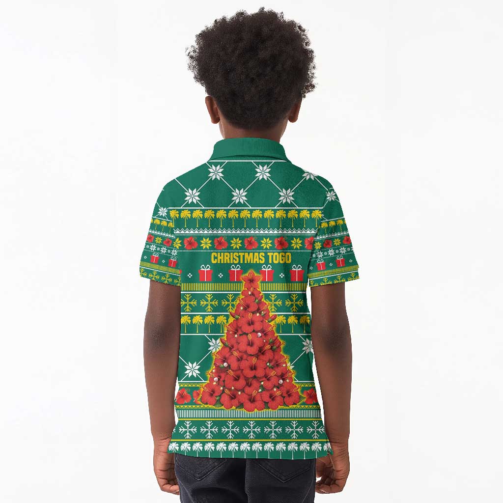 Togo Christmas Kid Polo Shirt African Santa Poinsettia Flower Tree Gifts - African Pride