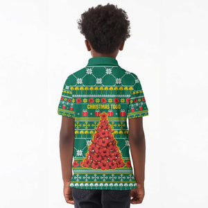 Togo Christmas Kid Polo Shirt African Santa Poinsettia Flower Tree Gifts - African Pride