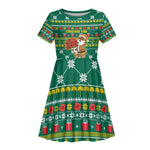 Togo Christmas Kid Short Sleeve Dress African Santa Poinsettia Flower Tree Gifts - African Pride