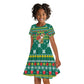 Togo Christmas Kid Short Sleeve Dress African Santa Poinsettia Flower Tree Gifts - African Pride