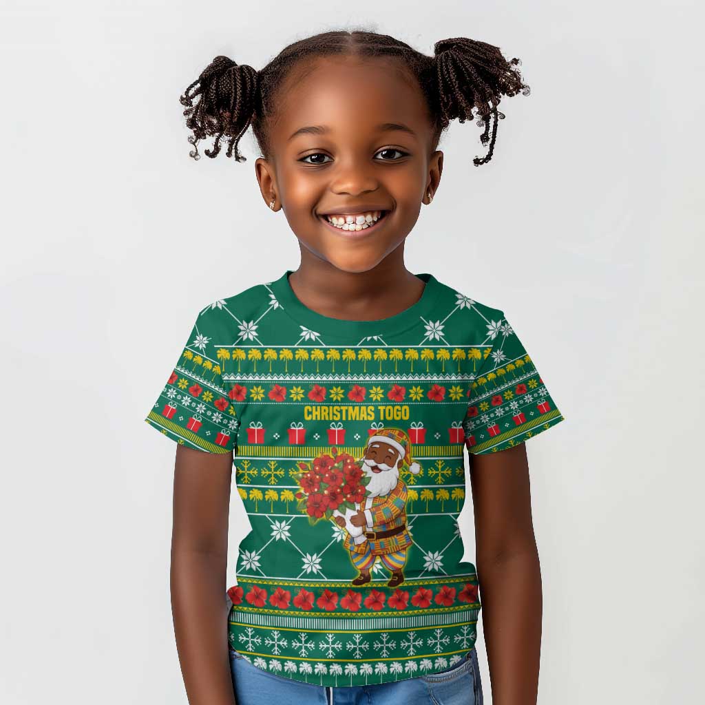 Togo Christmas Kid T shirt African Santa Poinsettia Flower Tree Gifts - African Pride